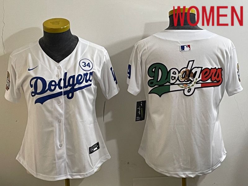 Women Los Angeles Dodgers Blank White Game 2024 Nike MLB Jersey style 11212->women mlb jersey->Women Jersey